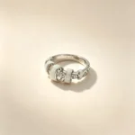 Pearl White Enamel CZ Silver Ring - Image 3