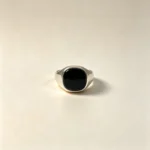 Onyx Black Signet Silver Ring - Image 3