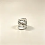 Fluid Wave Sculpture Silver Ring