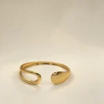 Teardrop Sculptural Gold Open Bangle