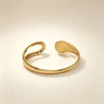 Teardrop Sculptural Gold Open Bangle - Image 2