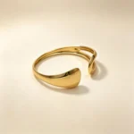 Teardrop Sculptural Gold Open Bangle - Image 3