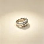 Bold Croissant Dome Silver Ring - Image 2