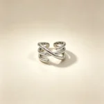 Winged Crisscross Silver Open Ring
