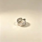 Winged Crisscross Silver Open Ring - Image 2