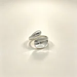 Split Leaf Silver Open Ring