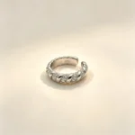 Croissant Twist CZ Silver Ring