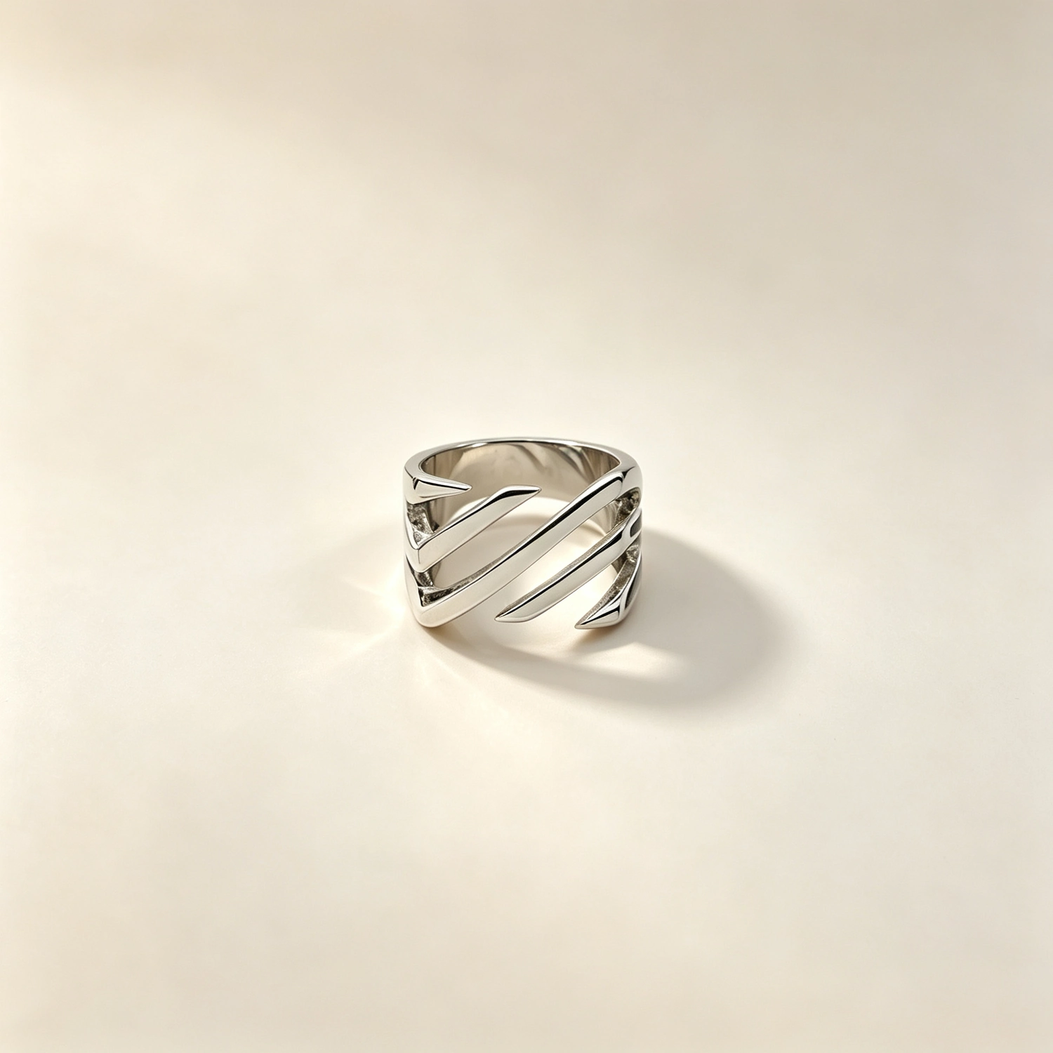 image41 Angular Geometric Silver Open Ring - Image 1