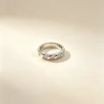 Croissant Twist CZ Silver Ring - Image 3